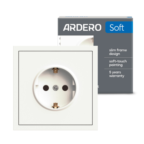 Розетка Ardero ER121-W Soft 16А із заземленням біла
