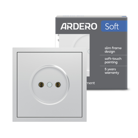 Розетка Ardero ER111-S Soft 16А без заземлення срібна