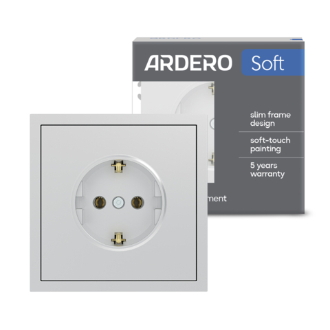 Розетка Ardero ER121-S Soft 16А із заземленням срібна