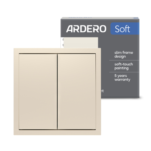 Вимикач 2-клавішний прохідний Ardero EV122-C Soft 10А шампань