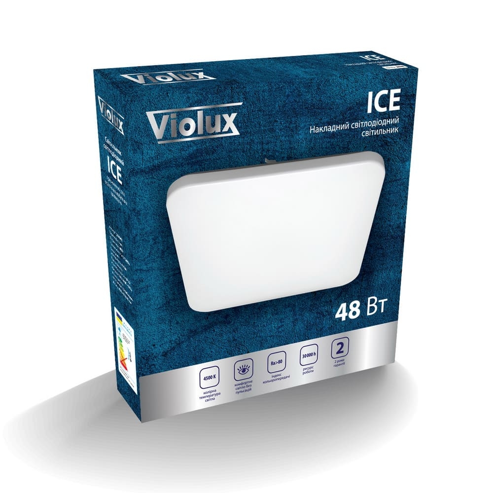 Cвітильник cвітлодіодний VIOLUX стельовий ICE квадрат 48W 4500K 3120LM IP20 (1/10) (200040)