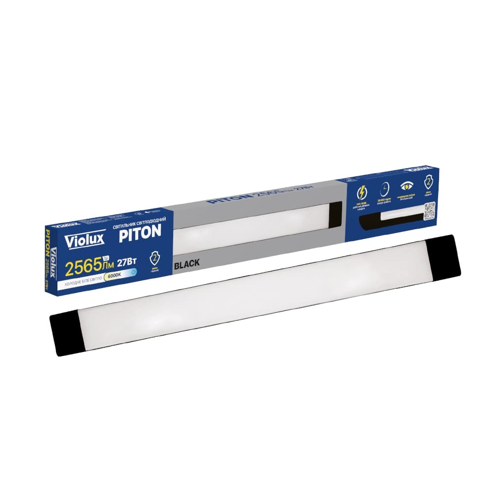 Cвітильник cвітлодіодний VIOLUX PITON 27W 6000K 2565Lm 600mm  IP20 чорний (20) (301062)