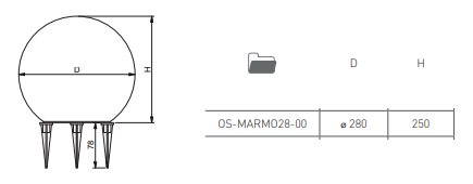 Світильник садовий куля GTV MARMO, E27, макс. 20Вт, IP65, d28см, пластик (OS-MARMO28-00)
