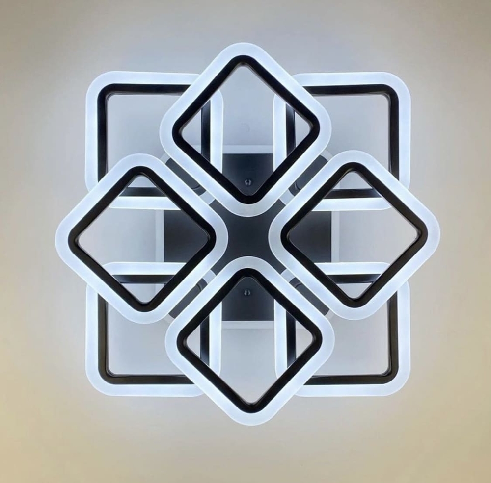 LED люстра на 4+4 ріжки квадратної форми