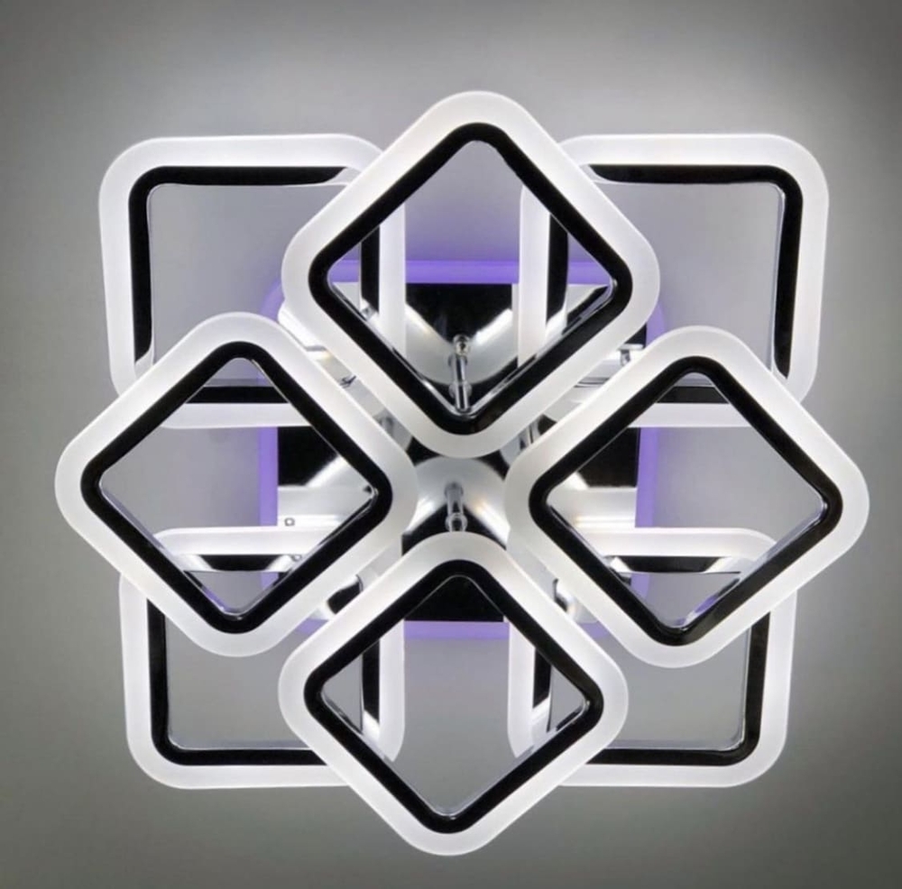 LED люстра на 4+4 ріжки квадратної форми