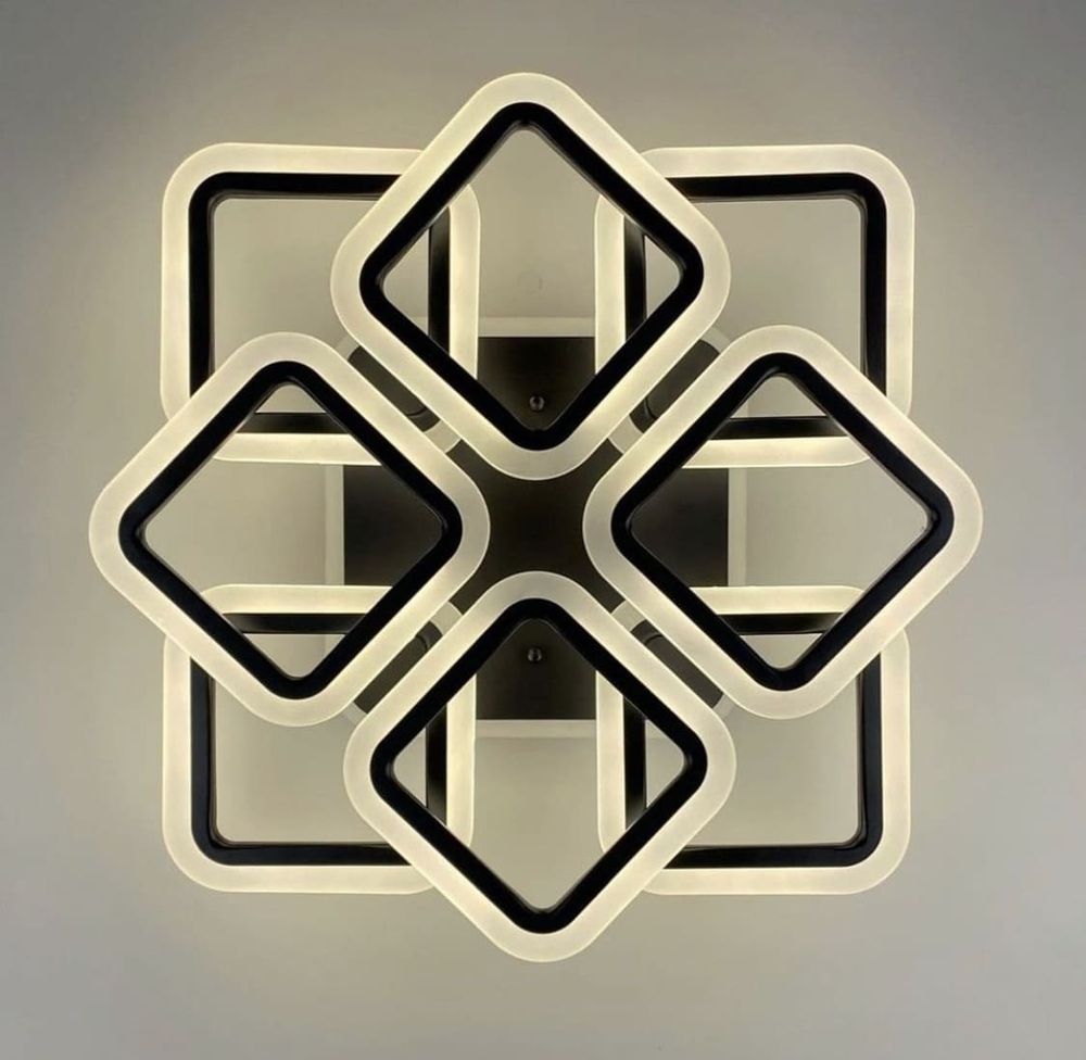 LED люстра на 4+4 ріжки квадратної форми