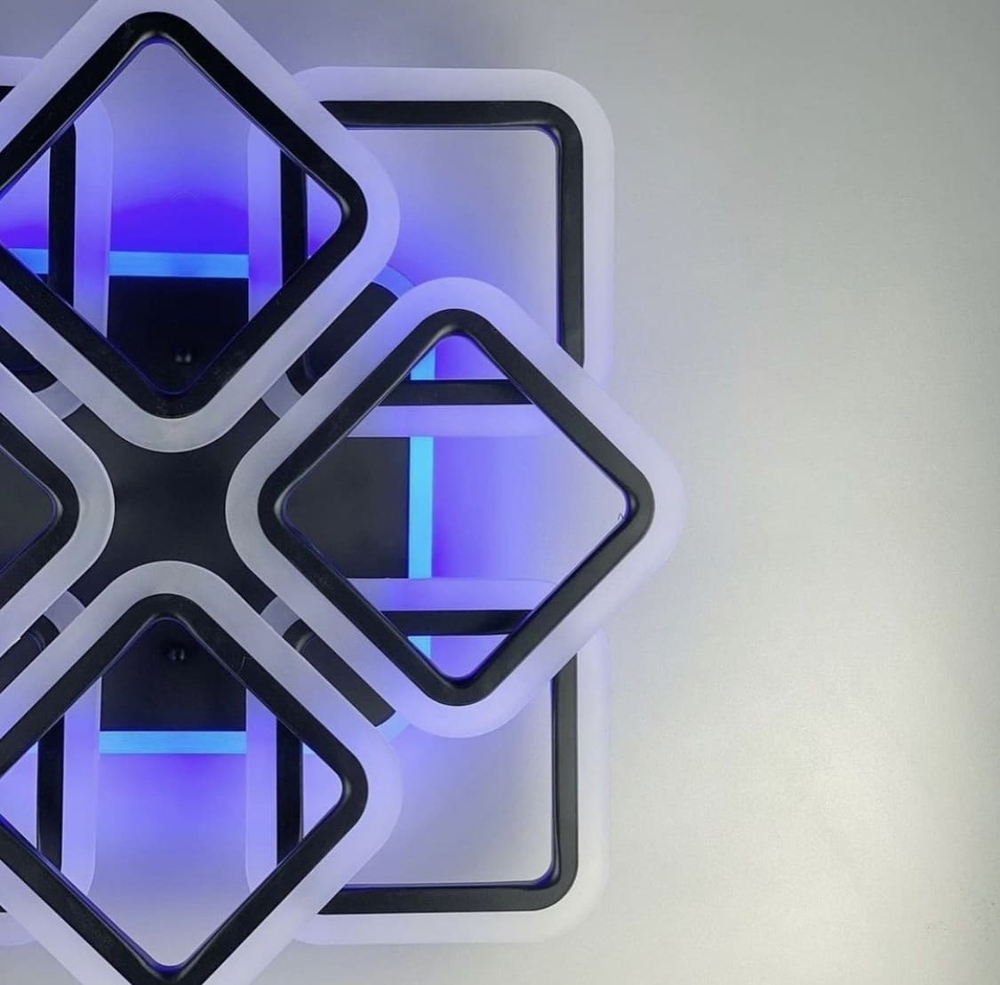 LED люстра на 4+4 ріжки квадратної форми