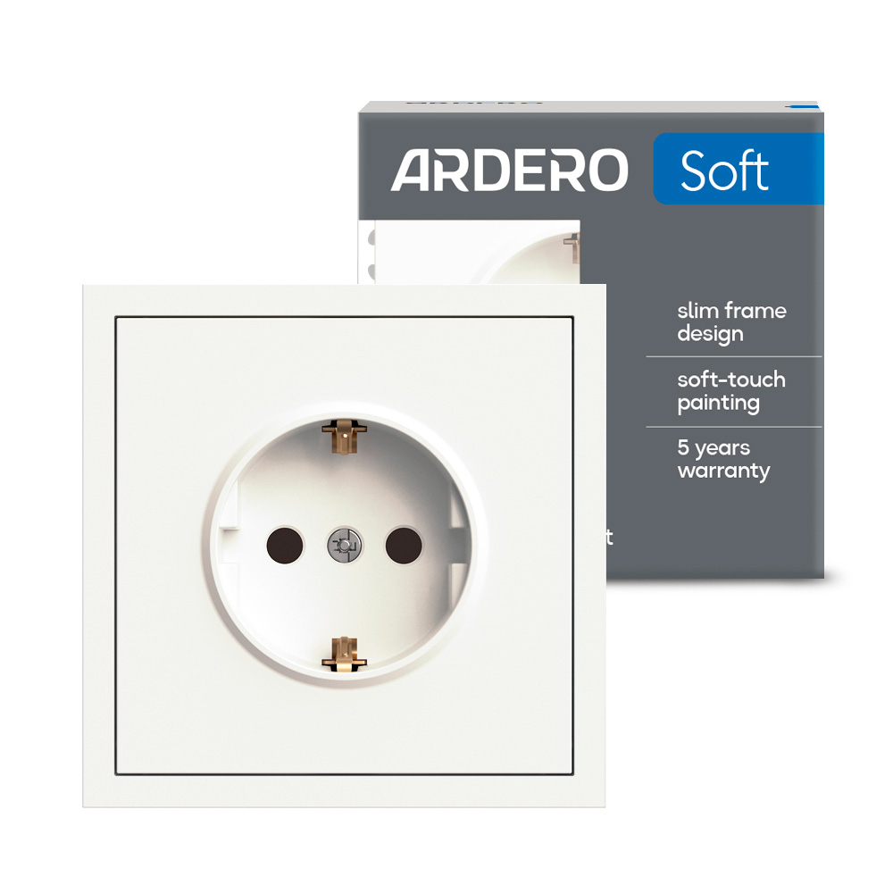 Розетка Ardero ER121-W Soft 16А із заземленням біла