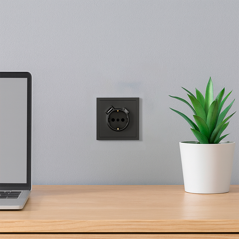 Розетка з додатковими виходами USB/Type-C Ardero ER123USB-B Soft 18W/20W із заземленням чорна