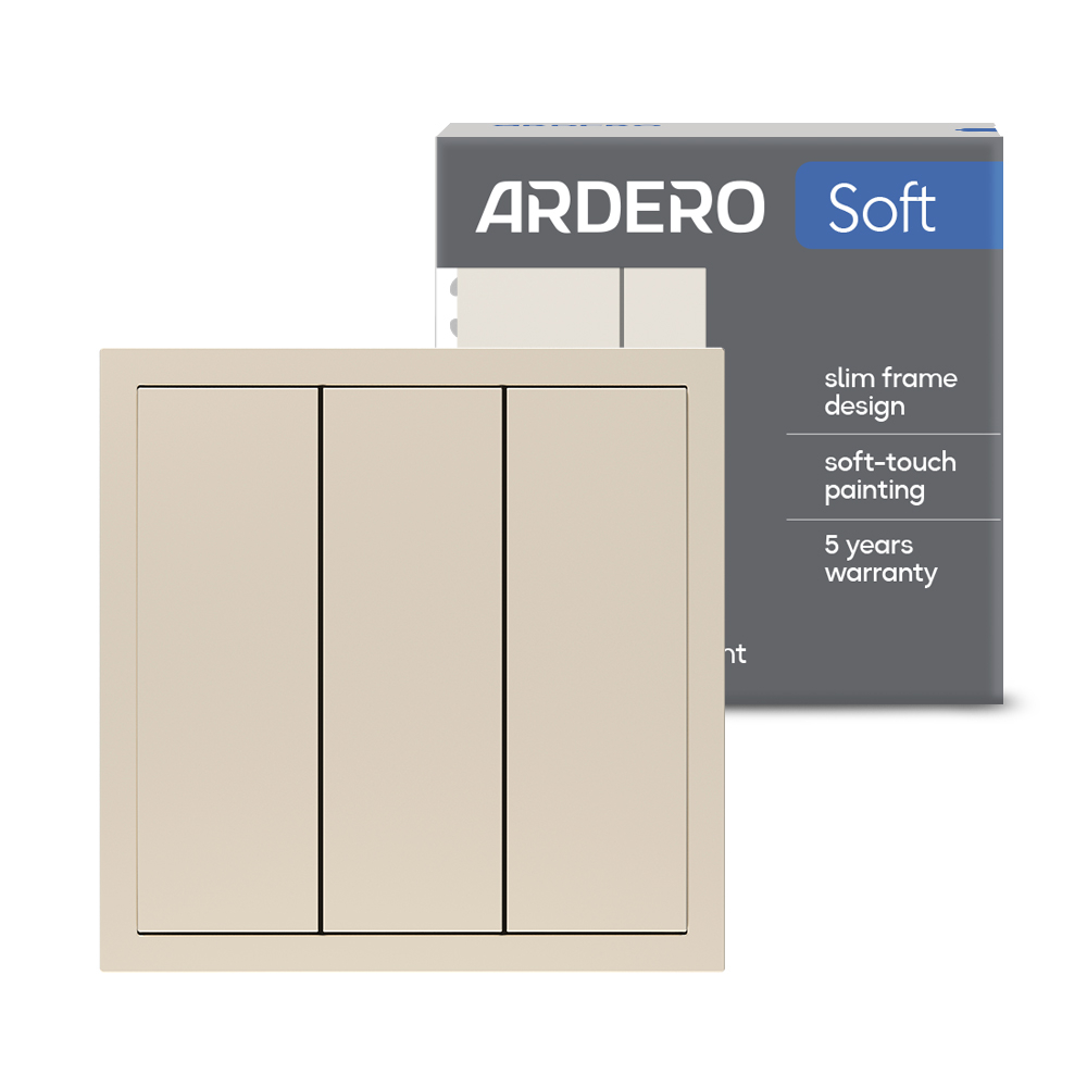 Вимикач 3-клавішний Ardero EV113-C Soft 10А шампань
