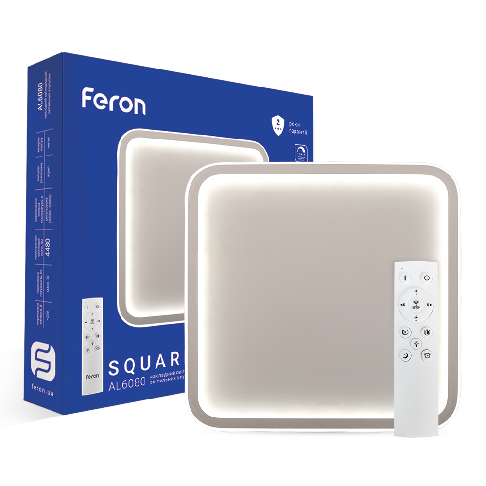 Світлодіодна накладна люстра Feron AL6080 SQUARE 70Вт білий