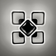 Стельова чорна люстра LED на 4+1 ріжки-квадрати