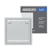 Розетка Ardero ER131-S Soft 16А із заземленням кришкою та шторками срібна