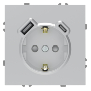 Розетка з додатковими виходами USB/Type-C Ardero ER123USB-S Soft 18W/20W із заземленням срібна